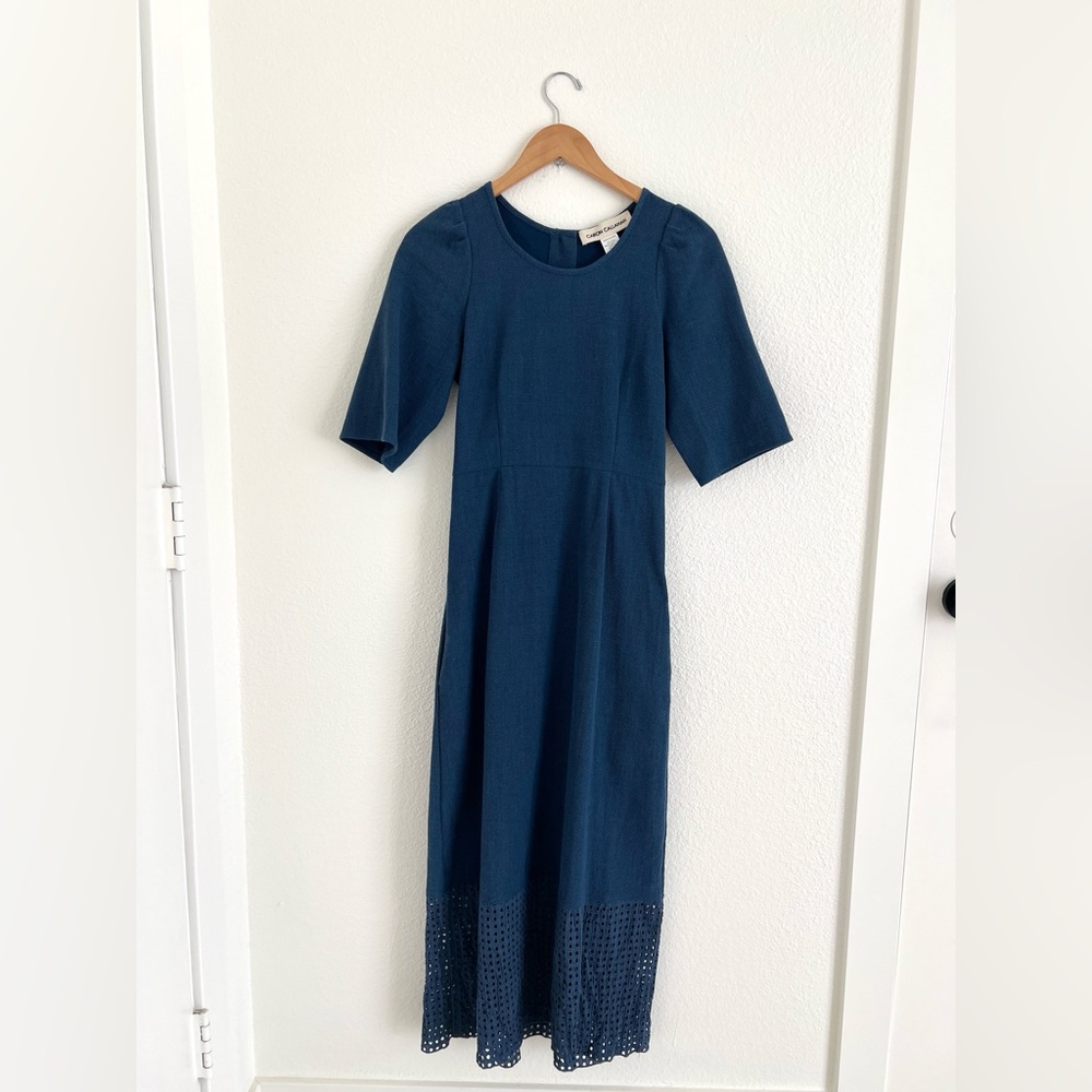 CARON CALLAHAN blue mattie cotton cut out maxi dress / size XS/S
